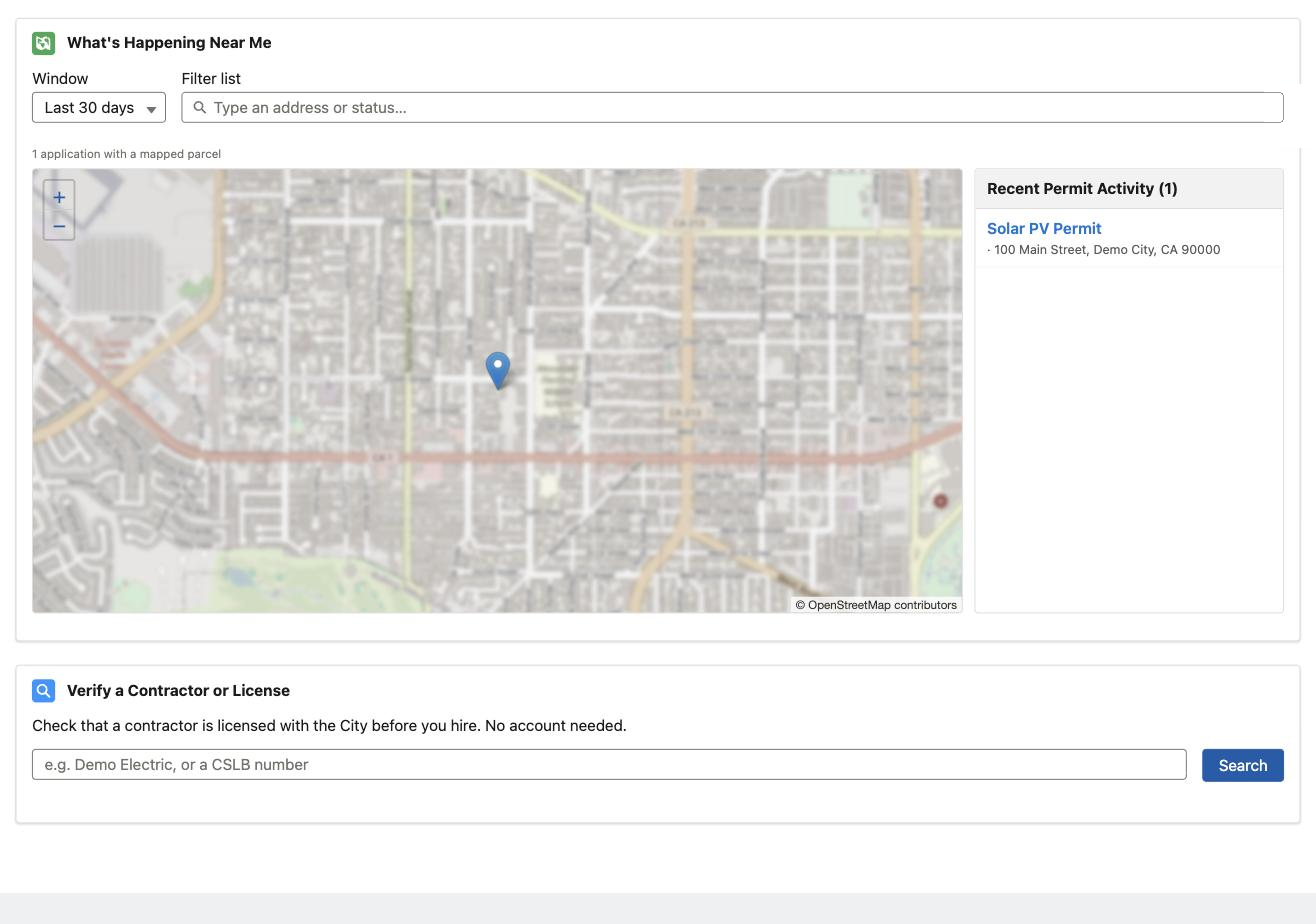 Public transparency map with recent permit activity