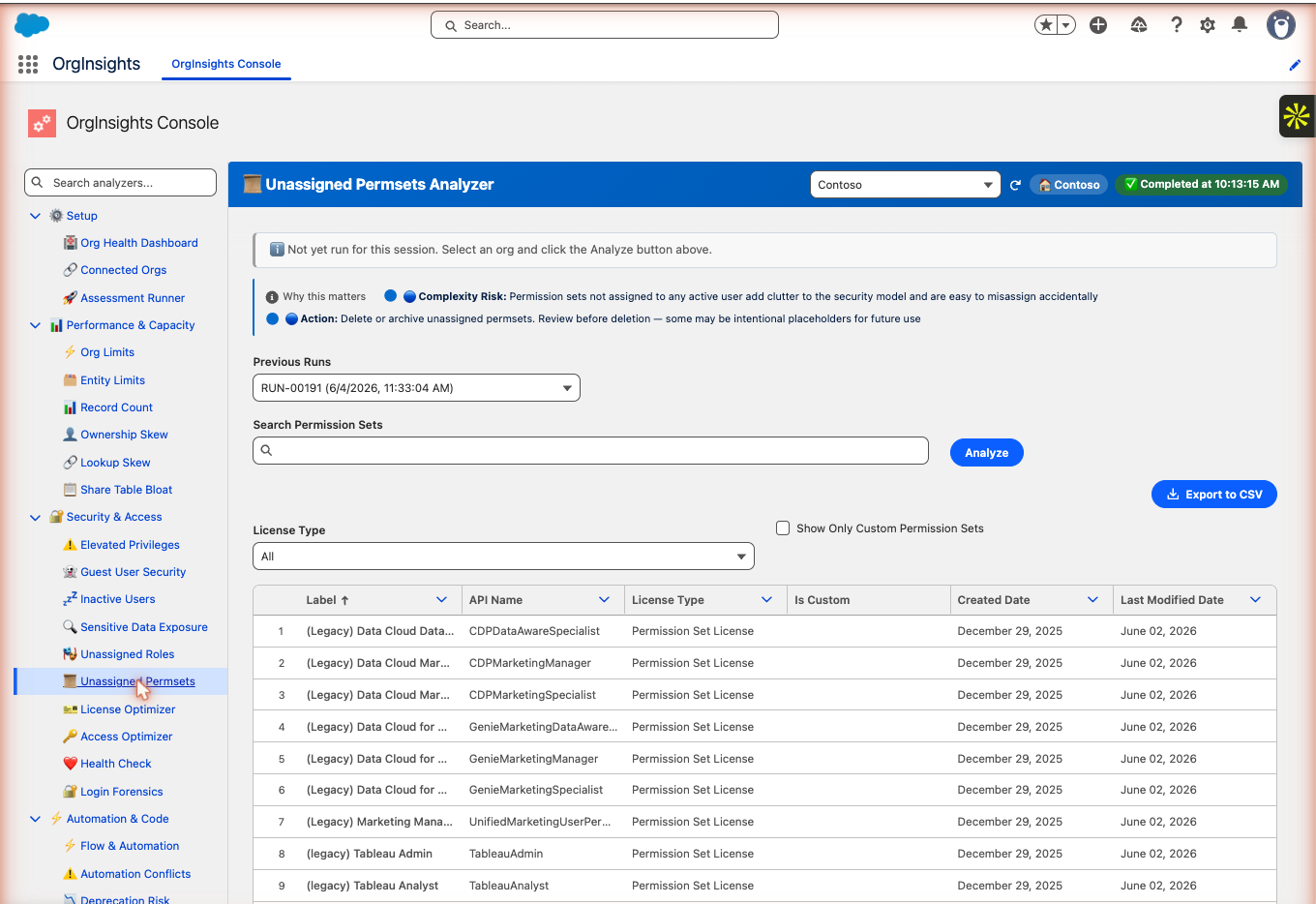 Unassigned Permission Sets Analyzer